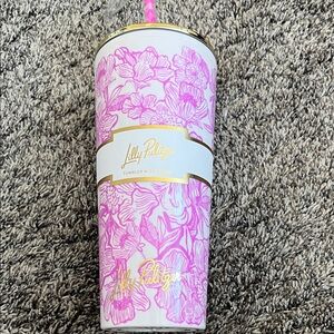 Lilly Pulitzer Pink and White Floral Tumbler